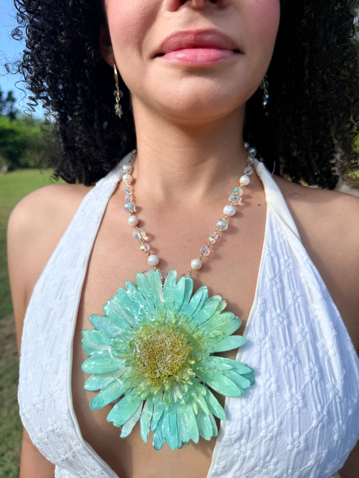 Aqua Bloom Statement Necklace