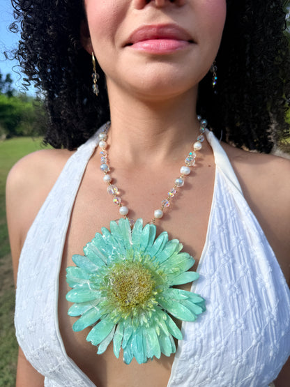 Aqua Bloom Statement Necklace