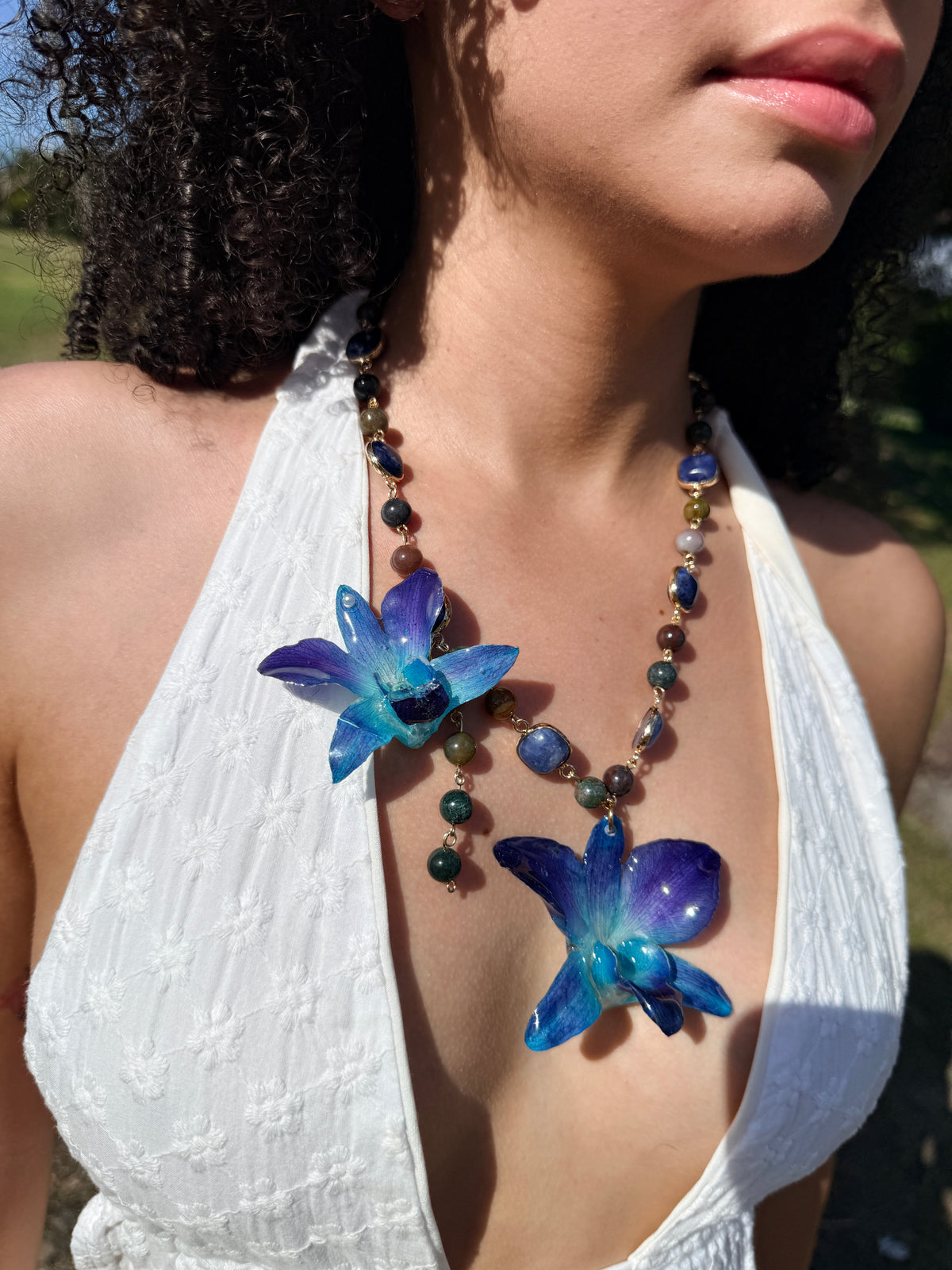 Blue Reverie Orchid Necklace