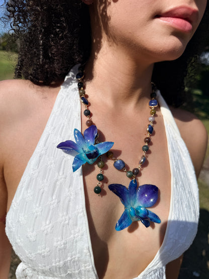Blue Reverie Orchid Necklace