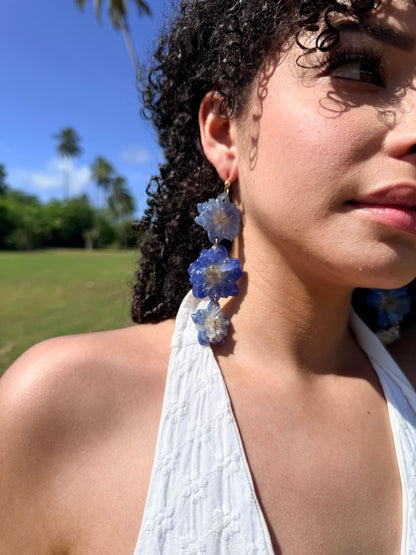 Blue Delphinium Cascade Earrings