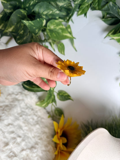 Golden Sunflower Adjustable Ring