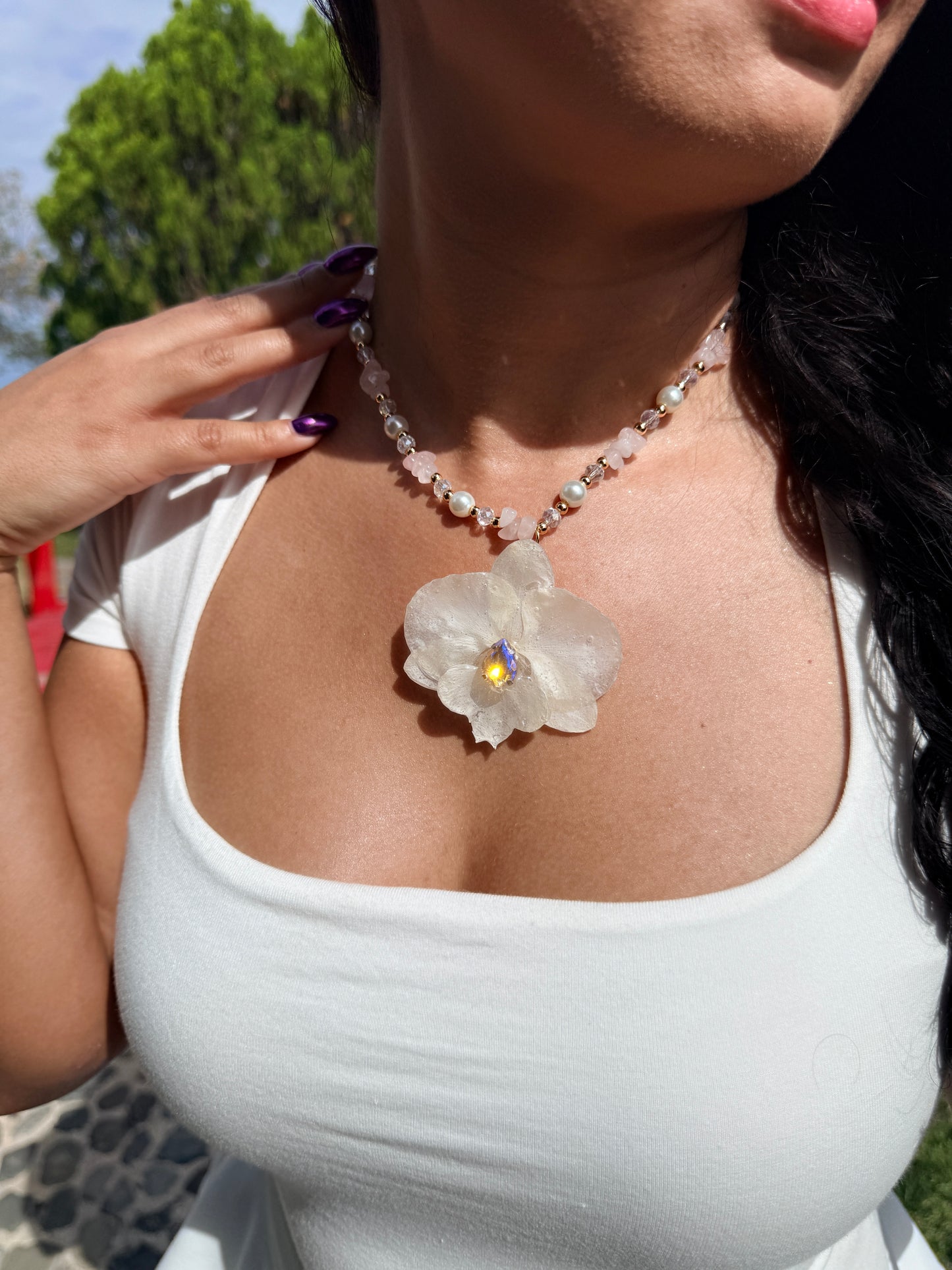 Iridescent Bloom Orchid Necklace