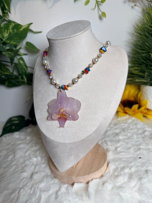 Blush Rainbow Orchid Necklace