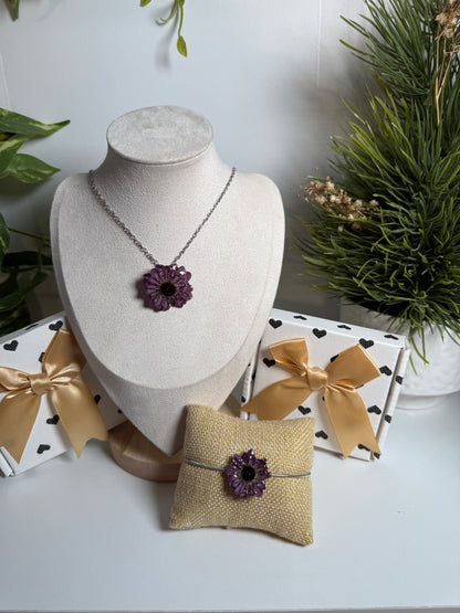 Violet Daisy Set – Necklace & Bracelet