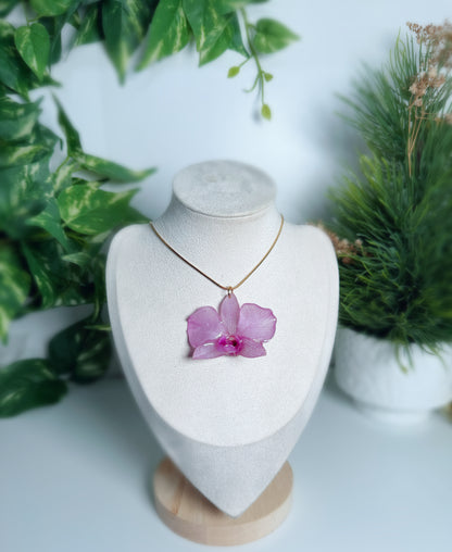 Purple Dendrobium necklace