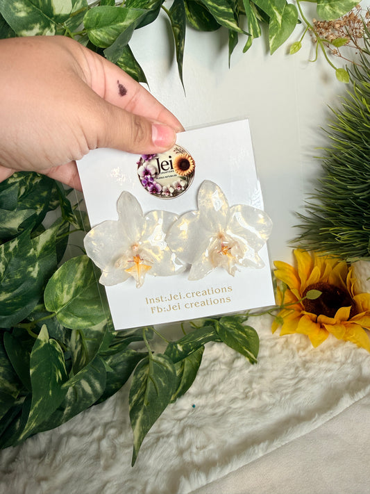 White Phalaenopsis stud earrings