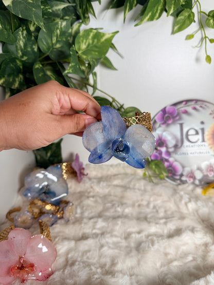 Azure Whisper Phalaenopsis Cuff Bracelet