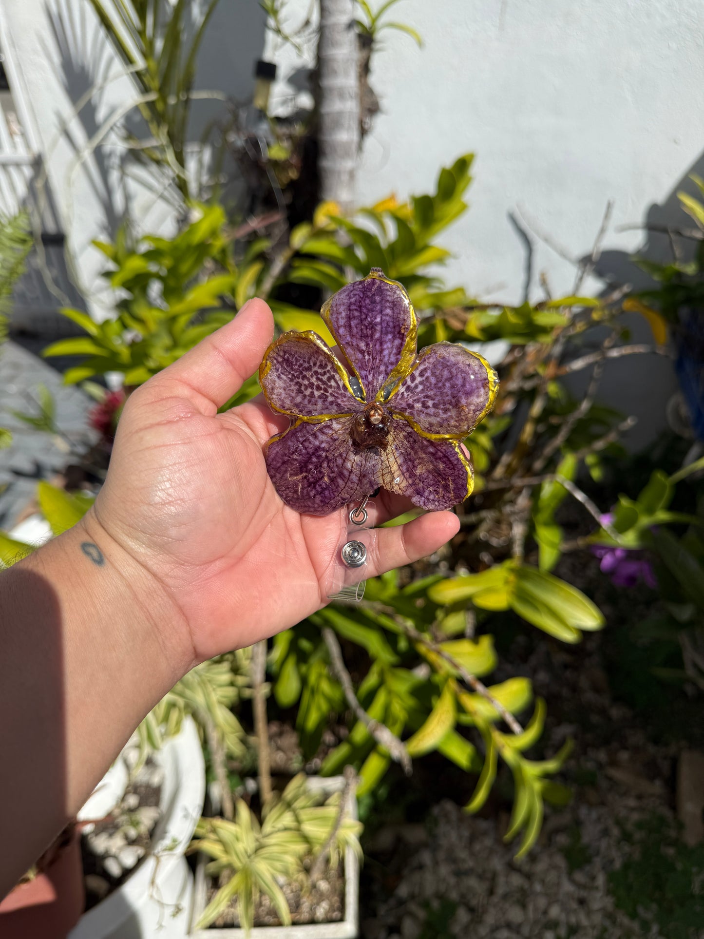 Orchid/flowers badge clip