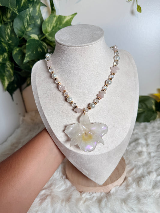 Pearl Frozen Orchid Necklace