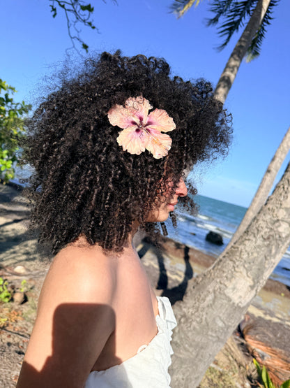 Peach/Pink amapola hair clip