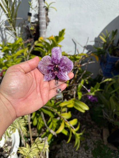 Orchid/flowers badge clip