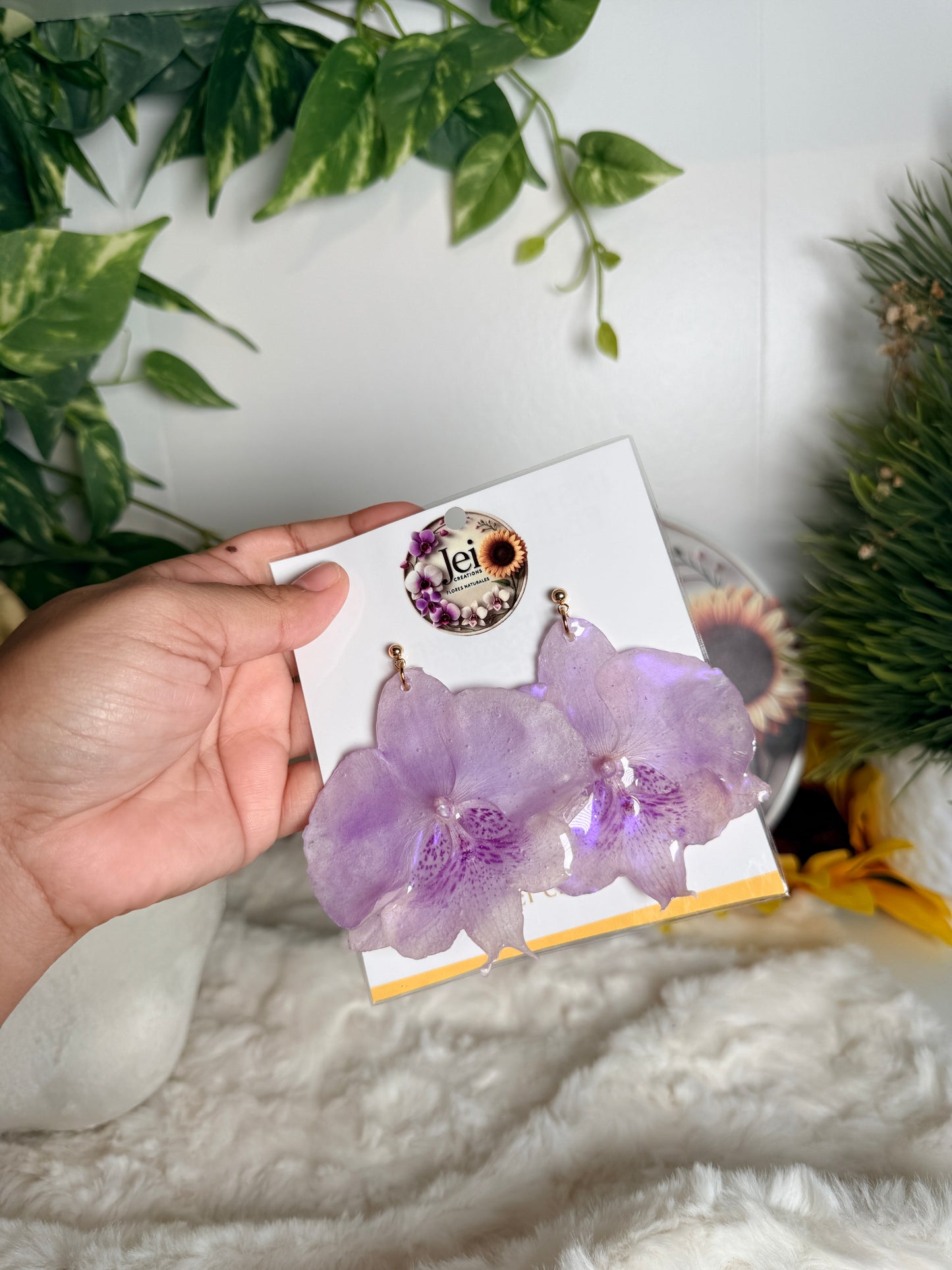Lavender Phalaenopsis Statement Earrings