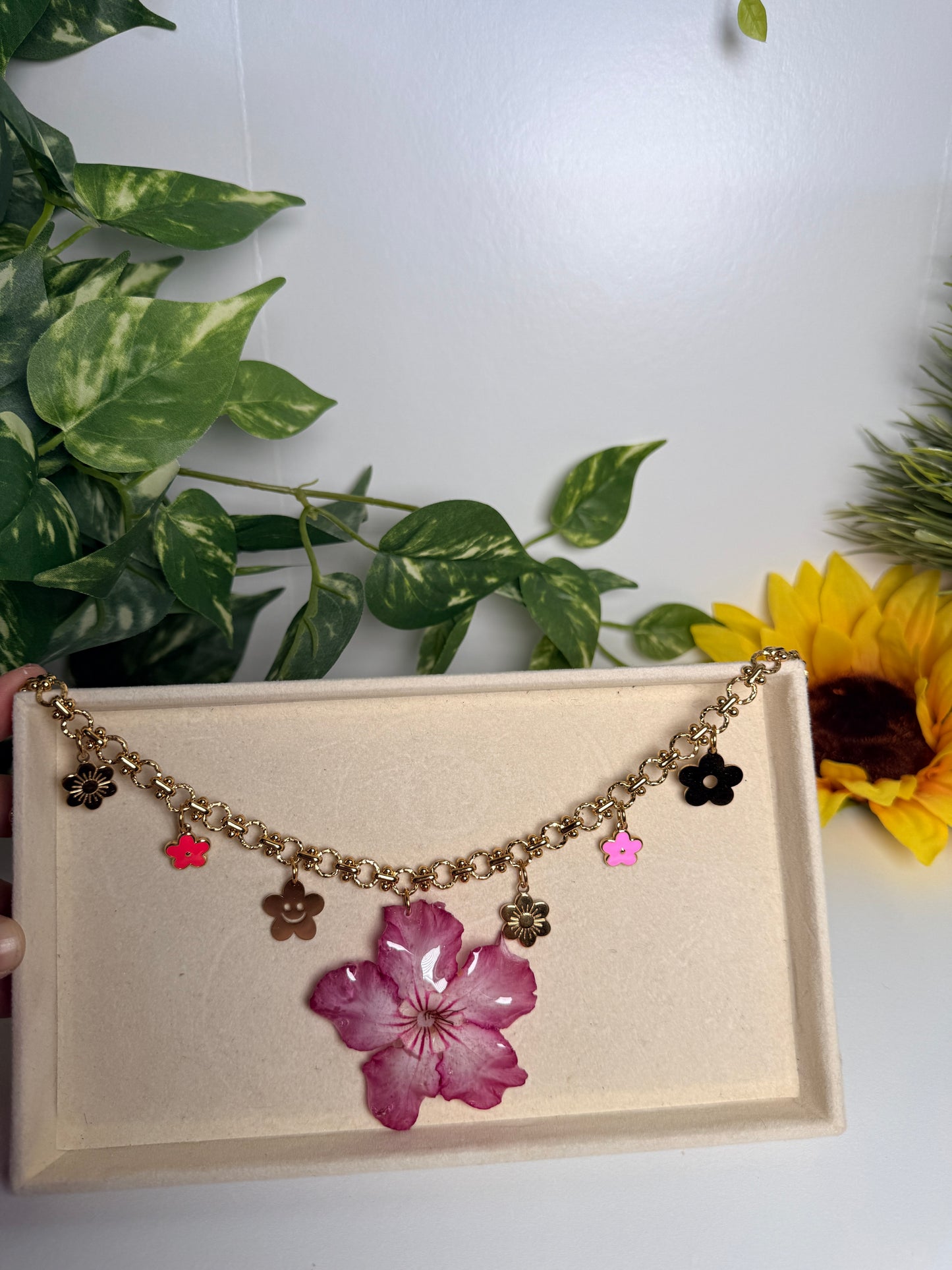 Desert Rose charm necklace