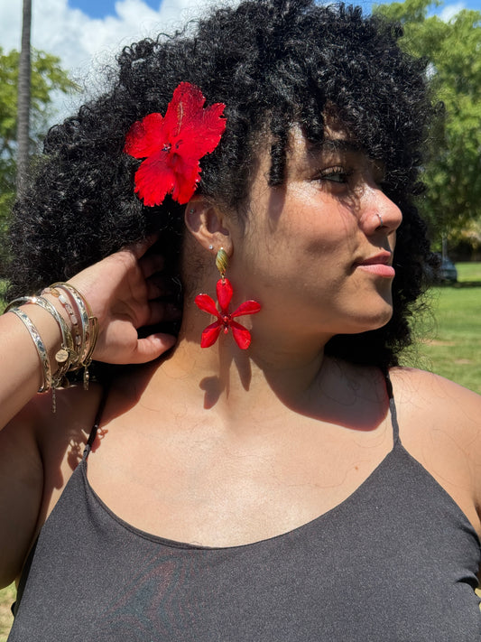 Red Orchid earings