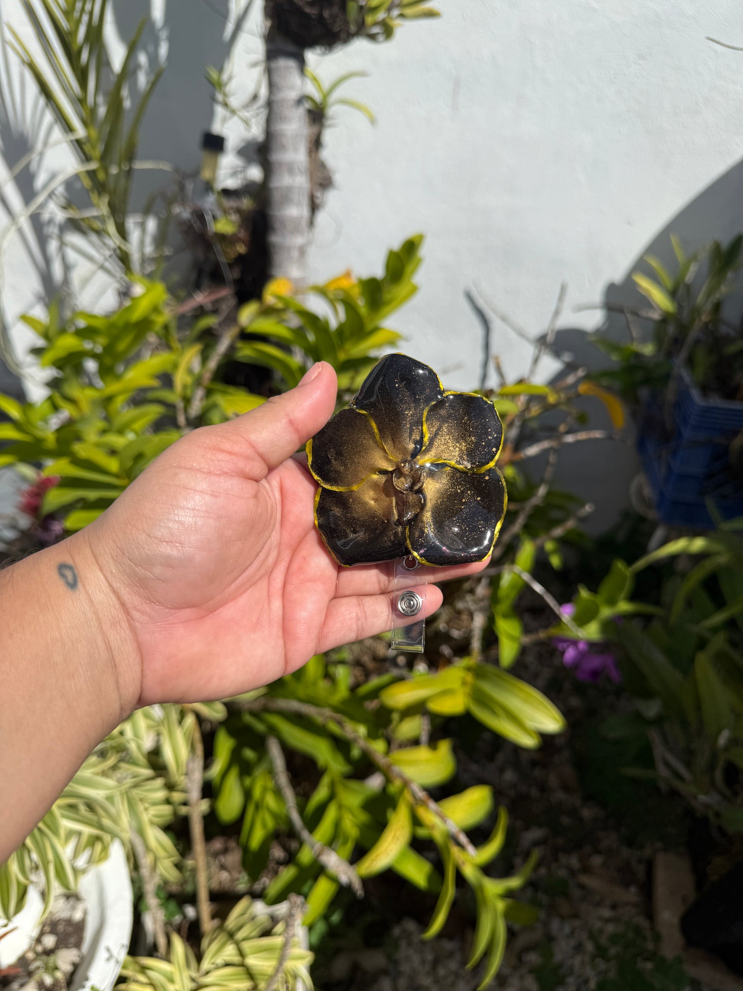 Orchid/flowers badge clip