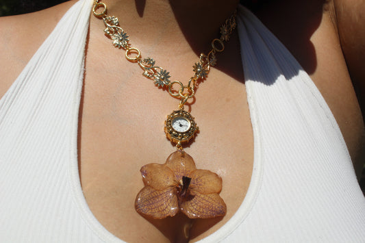 Orchid necklace clock
