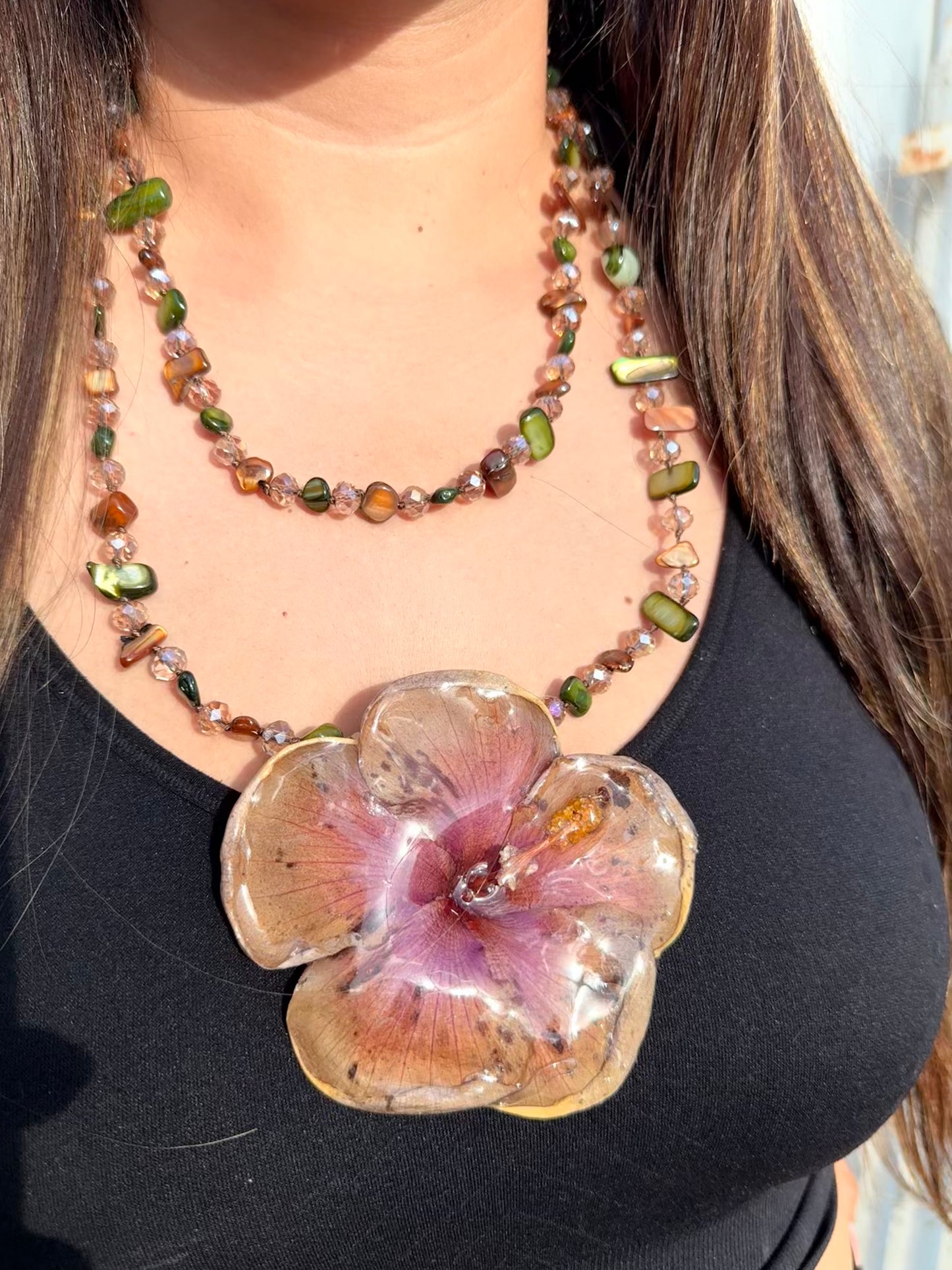 Sunset Poppy 2-in-1 Statement Necklace/hairclip
