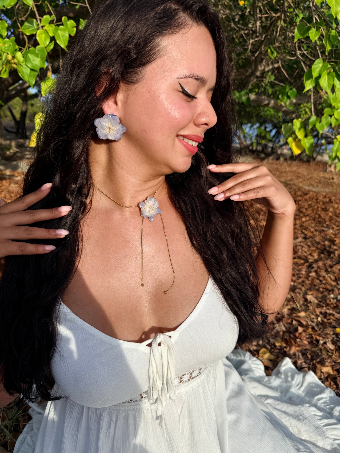 Periwinkle Delphinium Stud Earrings