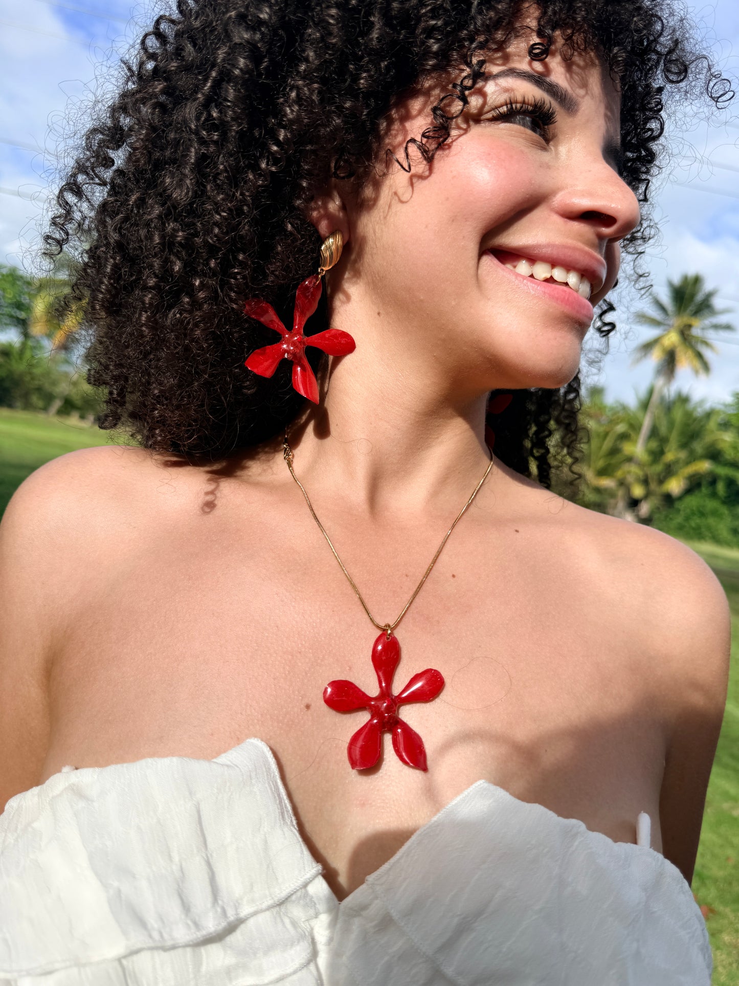 Red Orchid earings