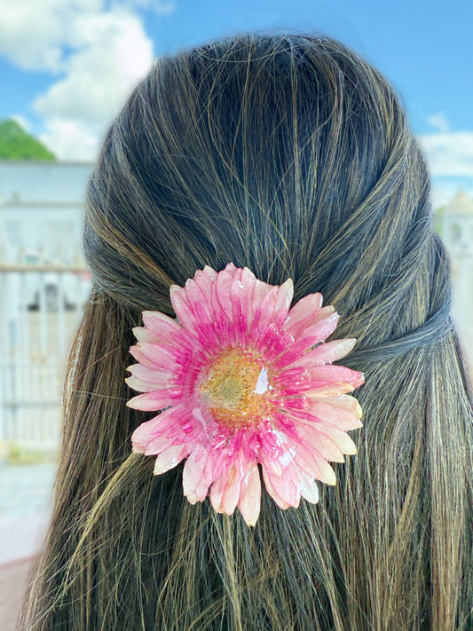 Pink Gerbera Hair clip