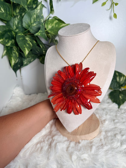Crimson Gerbera Statement Necklace