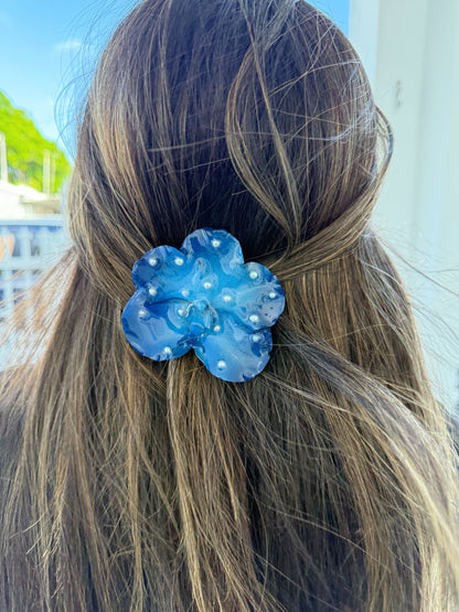 Blue banda Orchid Hair clip