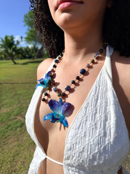 Blue Reverie Orchid Necklace