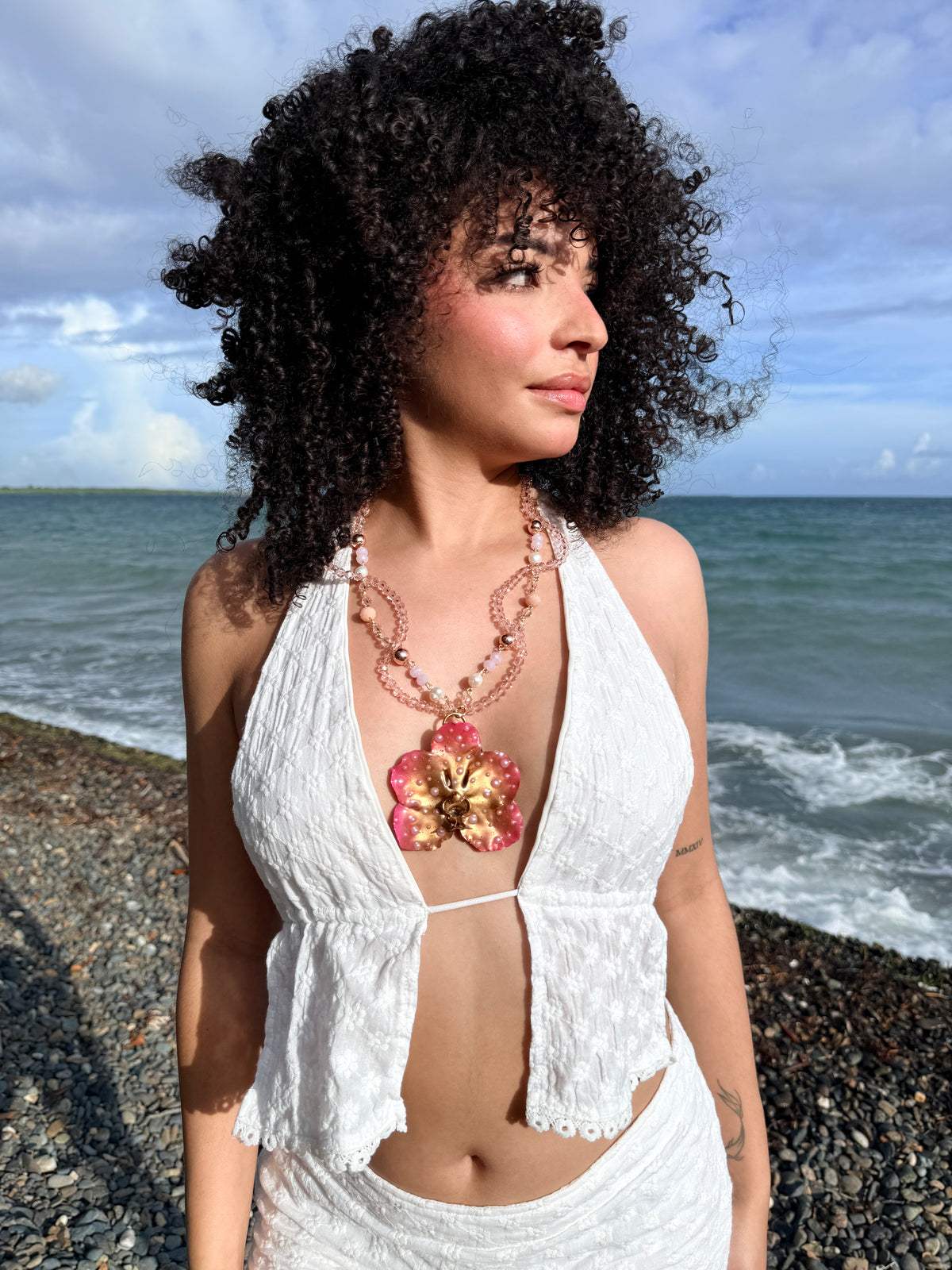 Golden Blush Orchid Necklace