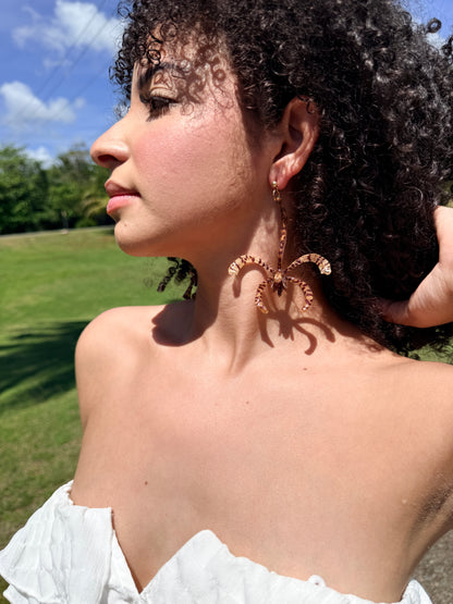 Animal print spider Orchid earings