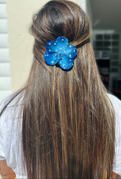 Blue banda Orchid Hair clip