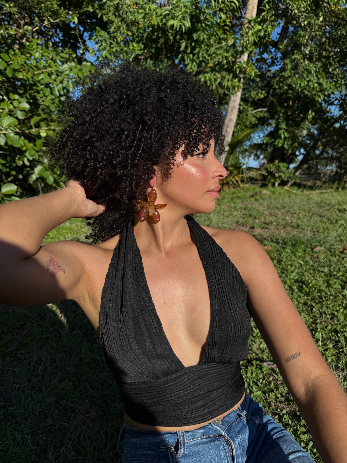 Grammatophyllum Orchid earings