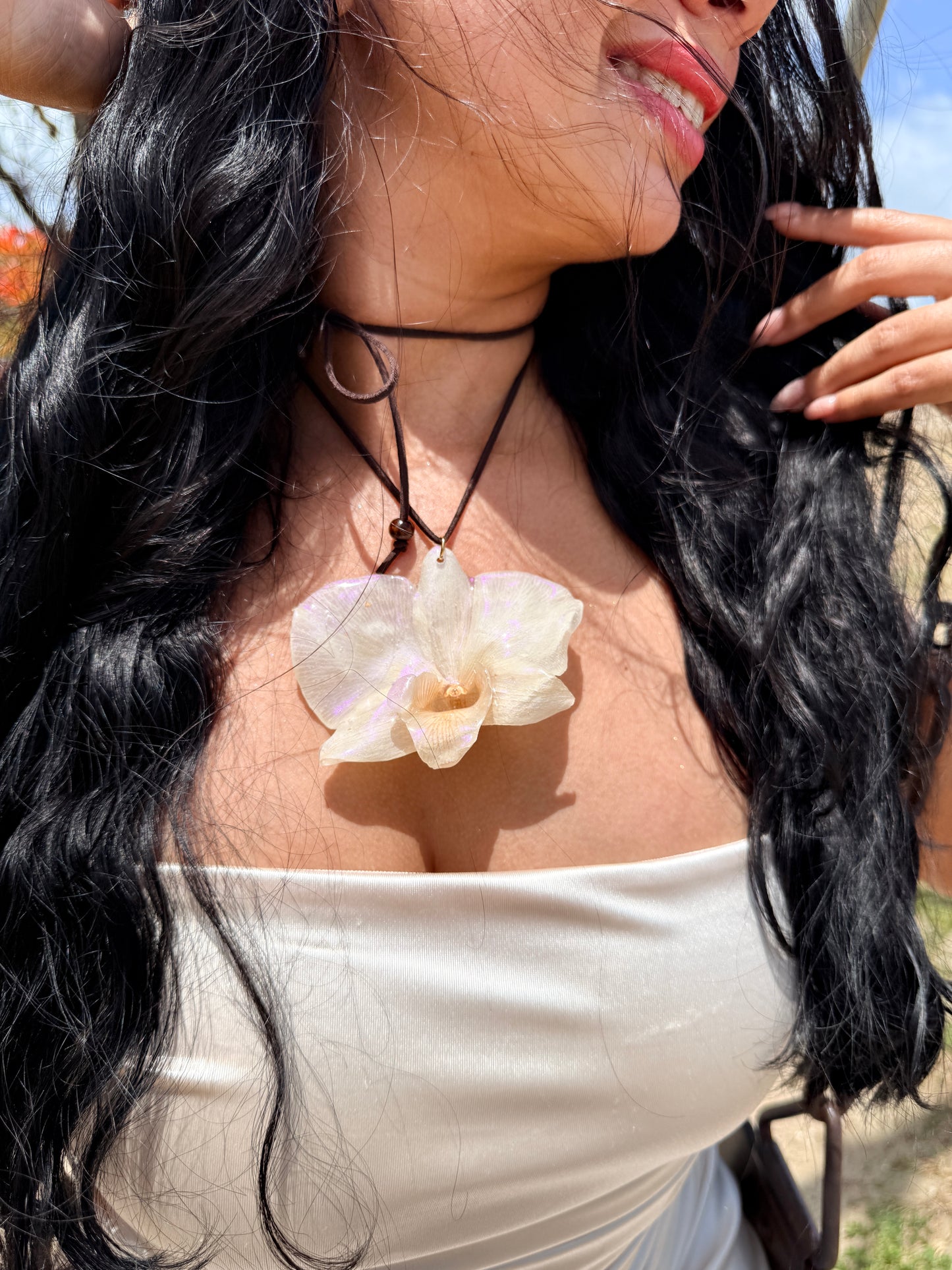 Ivory Dendrobium Statement Choker
