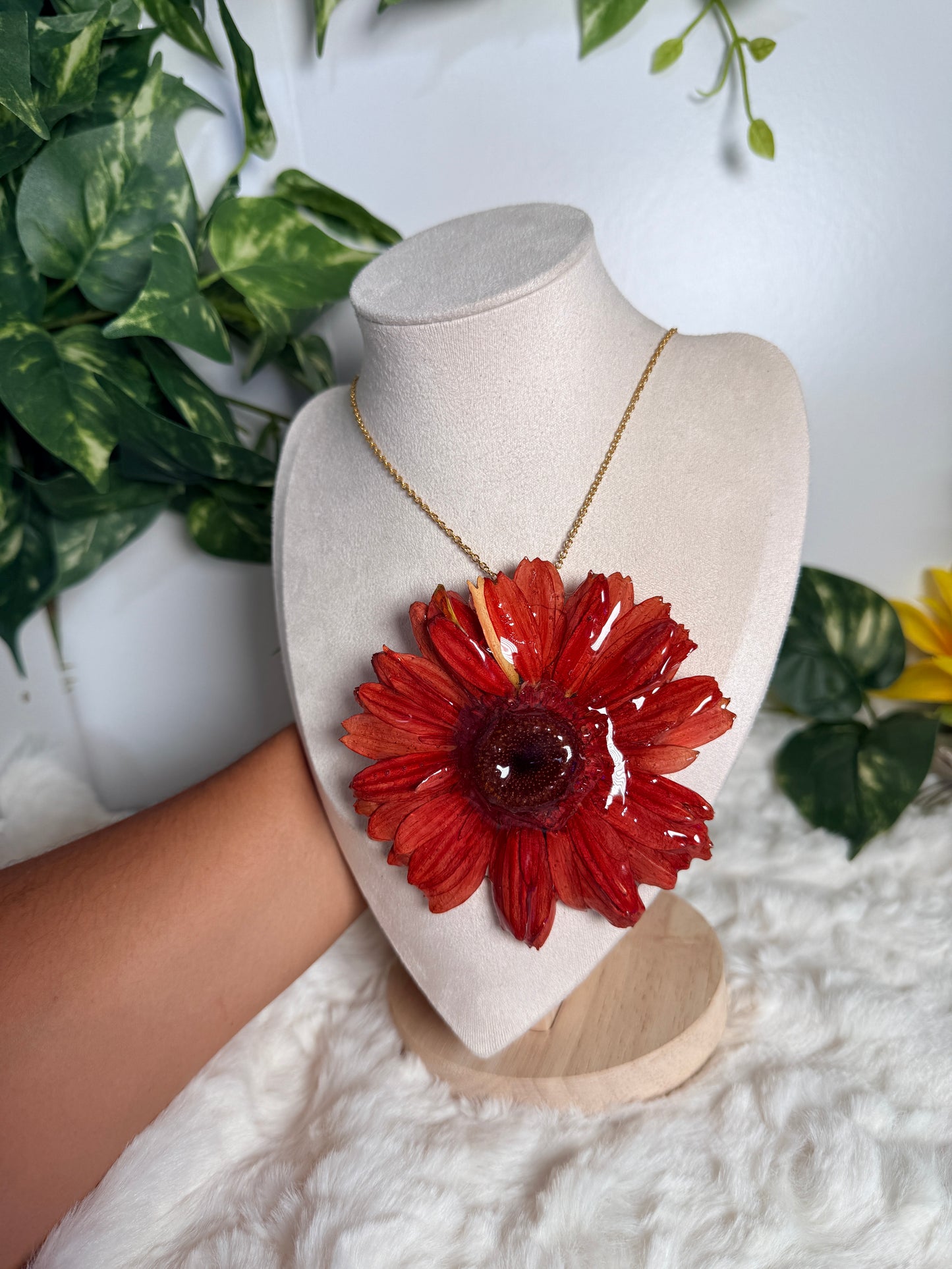 Crimson Gerbera Statement Necklace