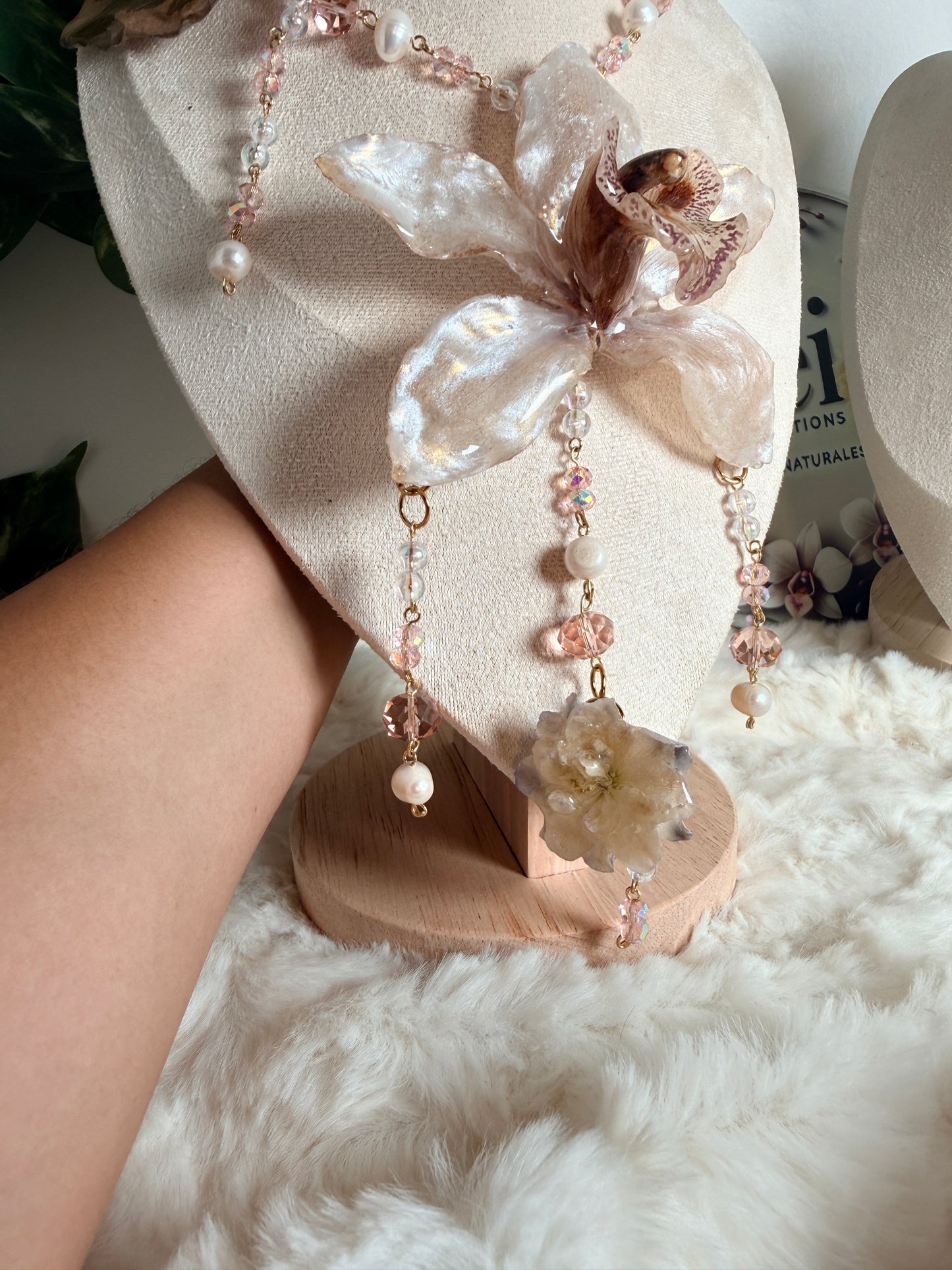 Cymbidium Pearl Cascade Necklace