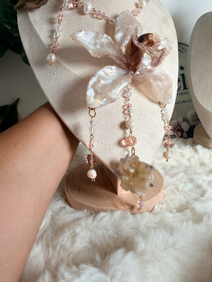 Cymbidium Pearl Cascade Necklace
