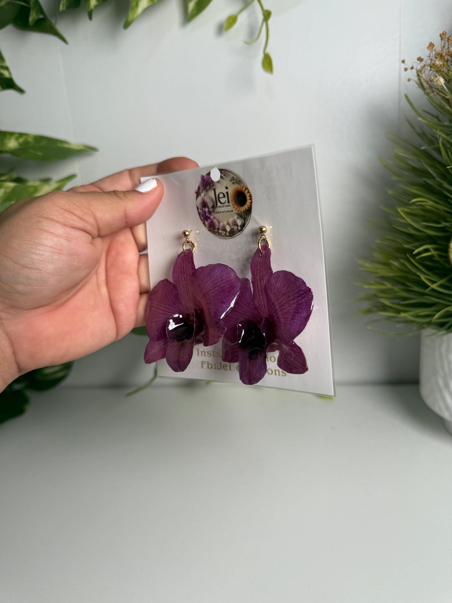 Big Dendrobium Orchid earings