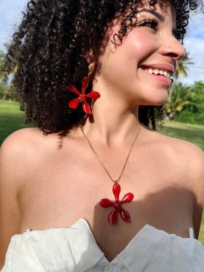 Red Orchid earings