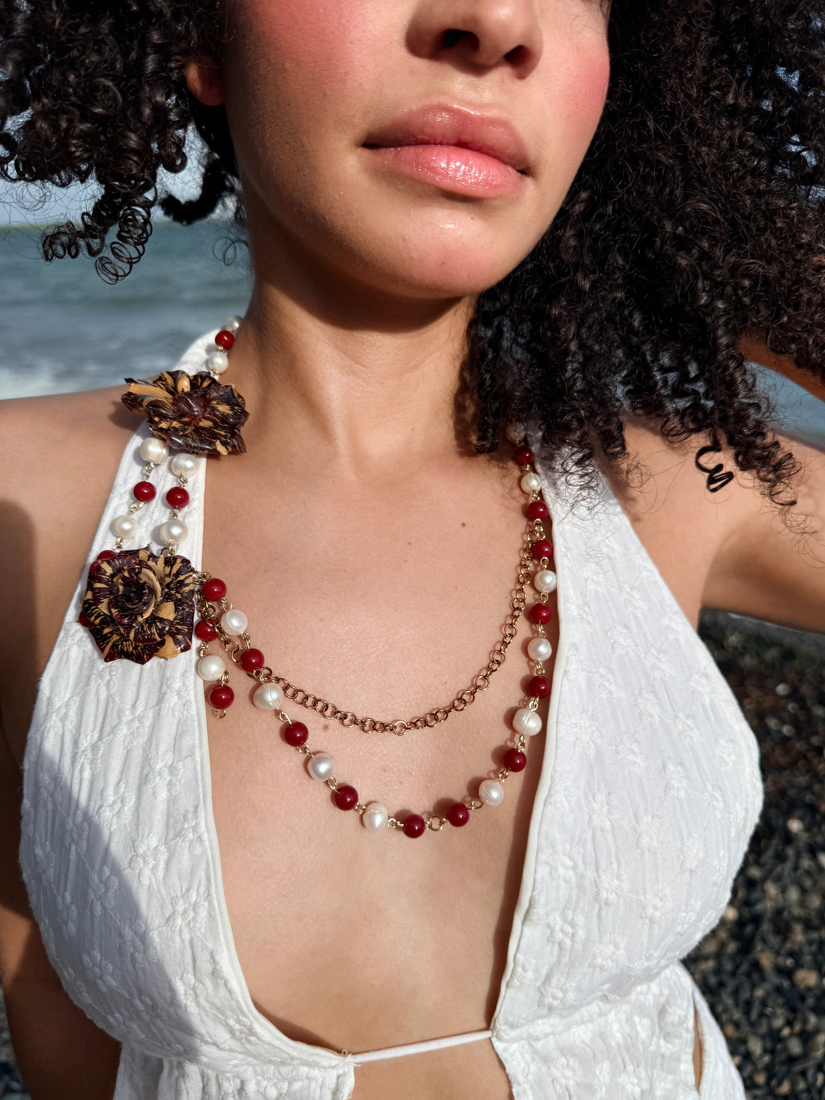 Crimson Rose Cascade Necklace