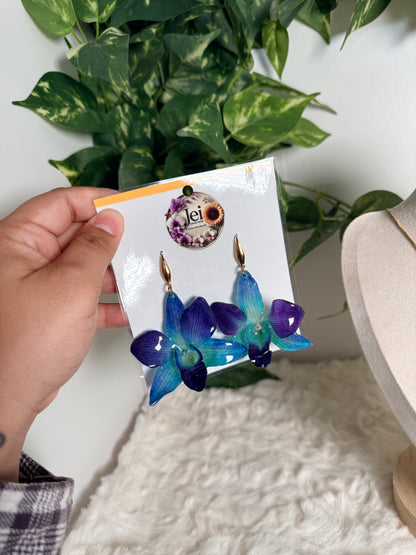 Blue orchid set(aretes+cadena)