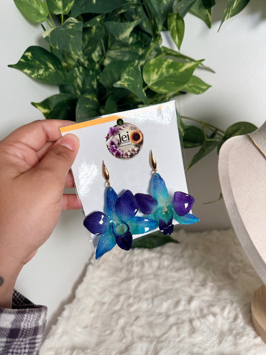 Blue orchid set(aretes+cadena)