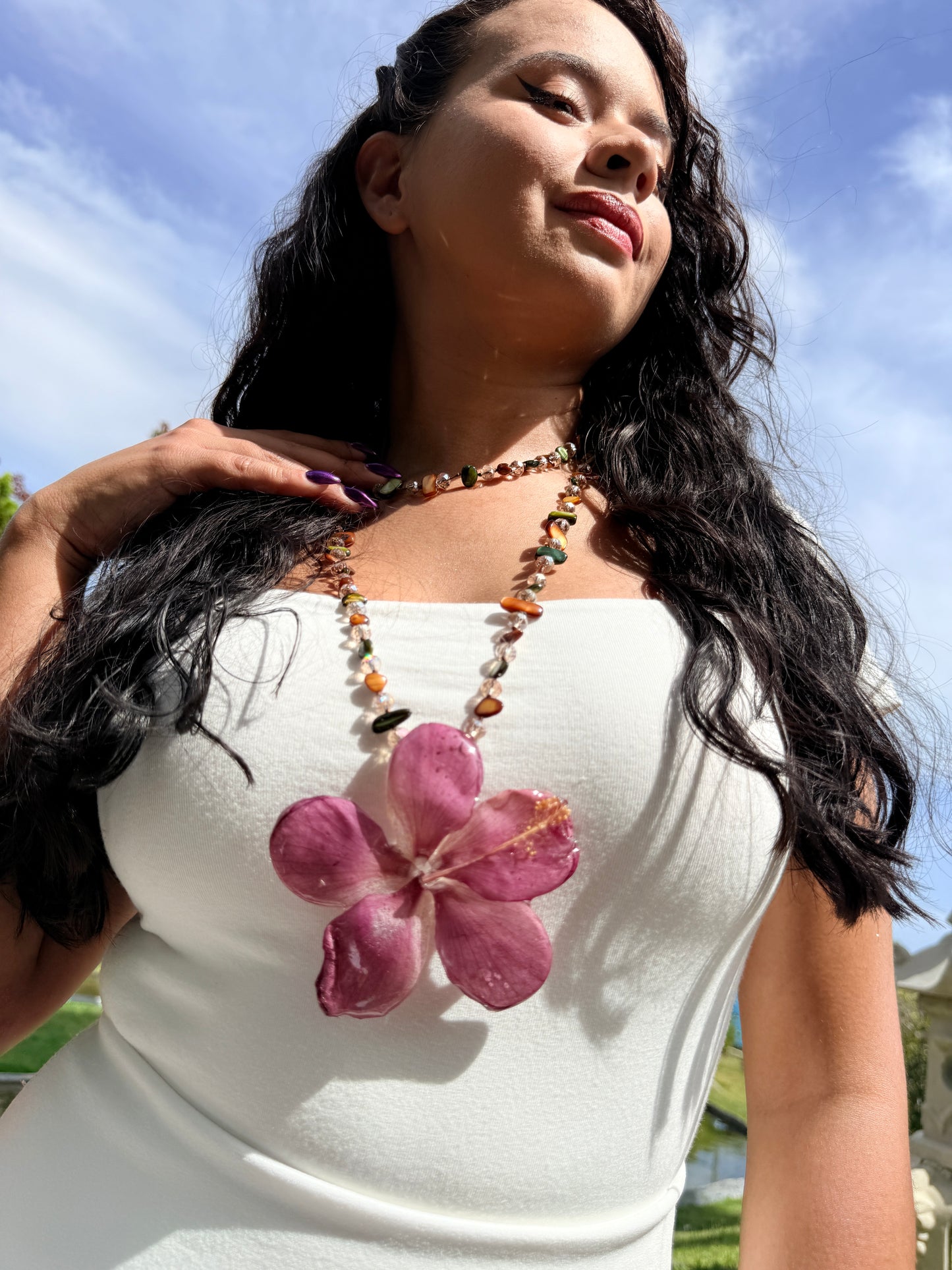 Rosy Hibiscus 2-in-1 Statement Necklace