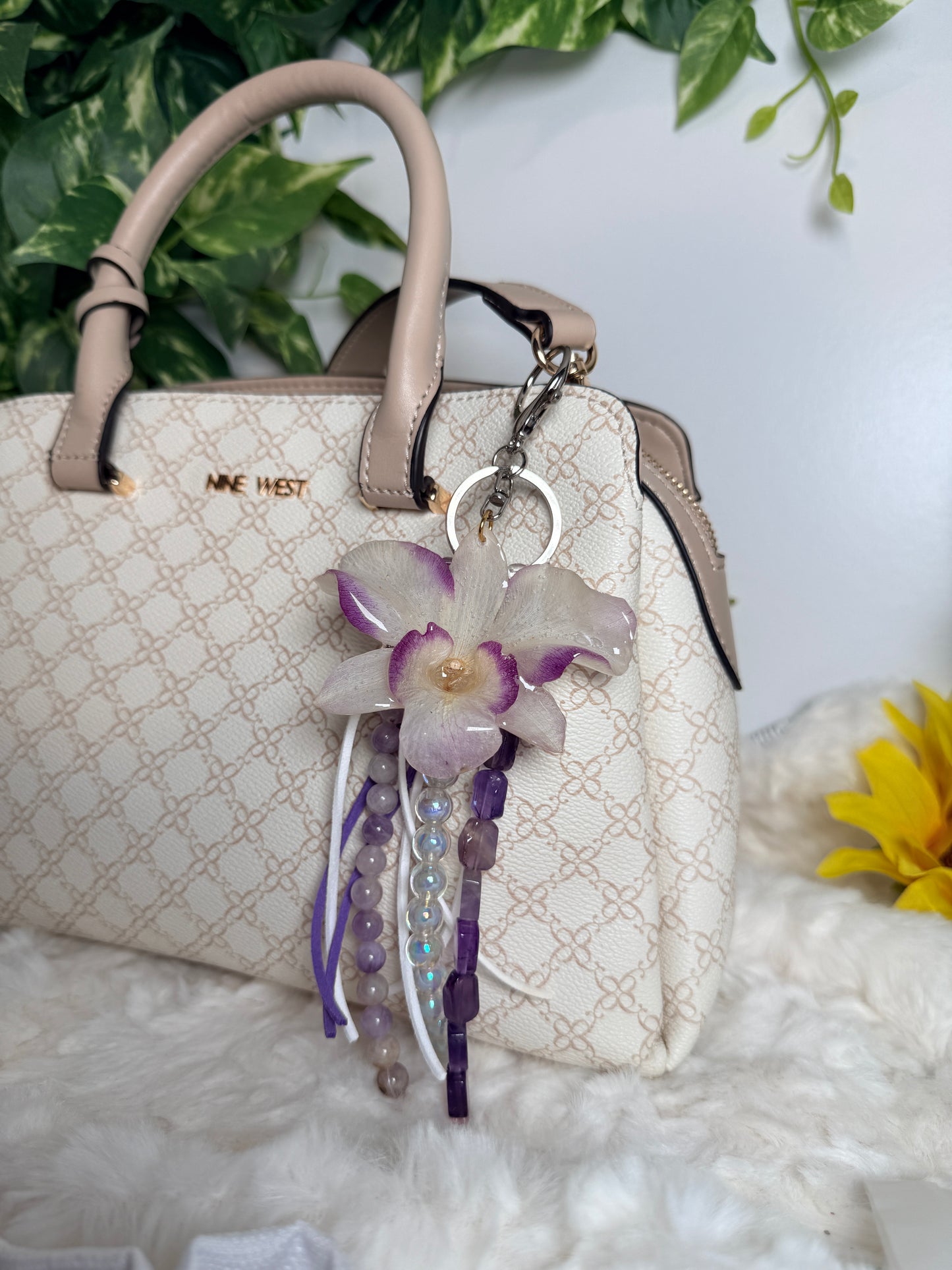 Orchid Amethyst Bag Charm