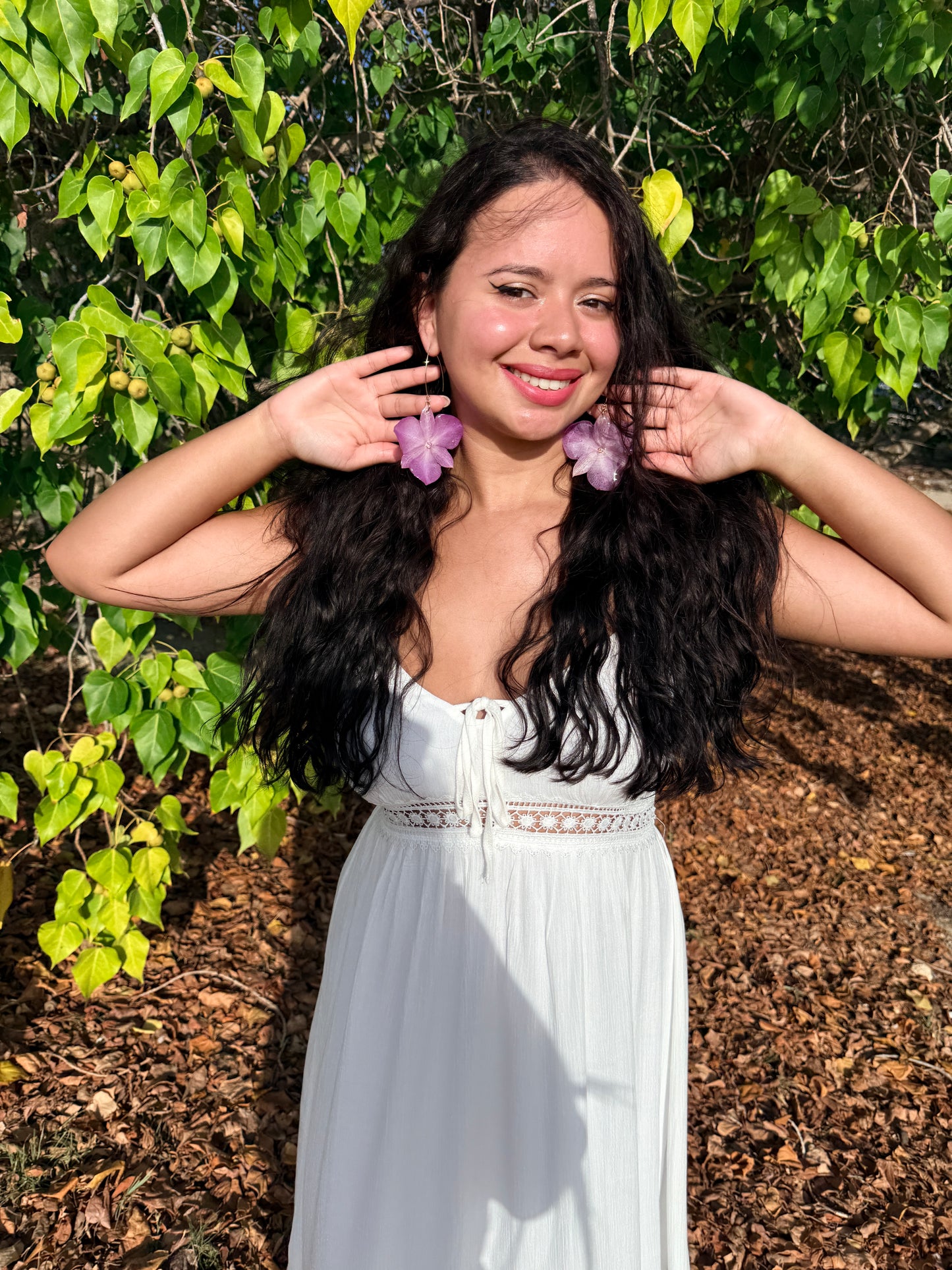 Lavender orchid Hoop Earrings