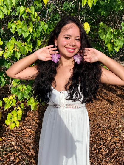 Lavender orchid Hoop Earrings
