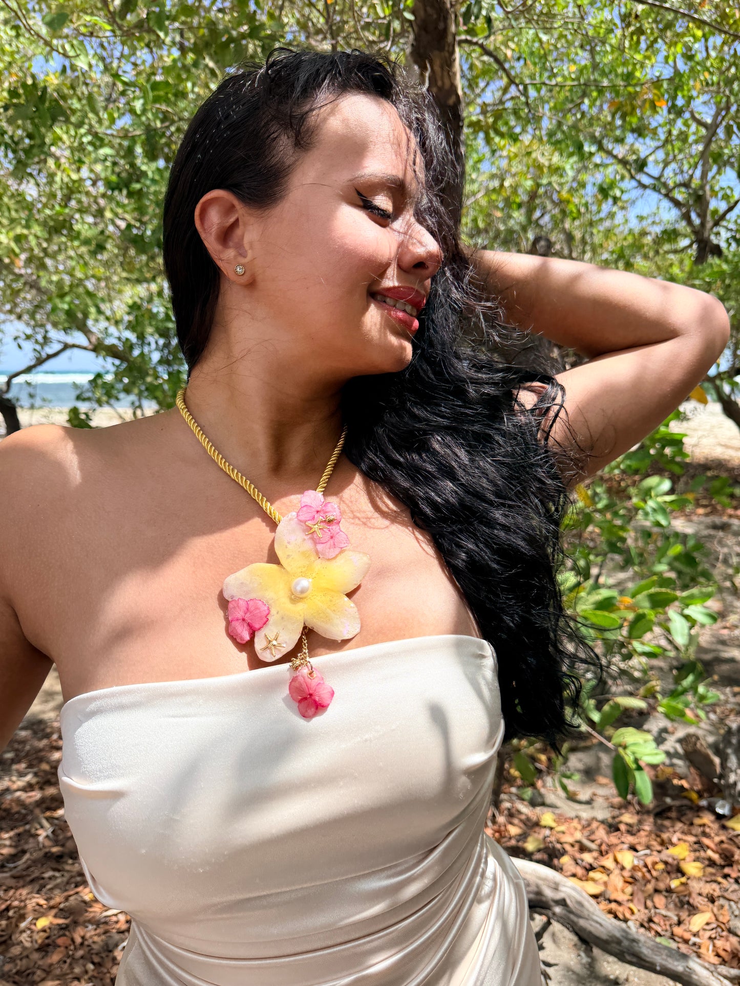 Plumeria & Hydrangea Paradise Necklace