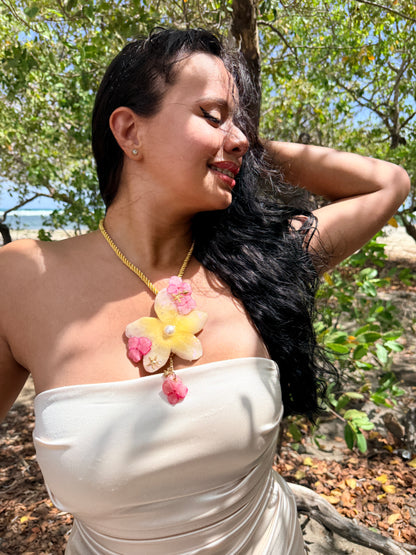 Plumeria & Hydrangea Paradise Necklace