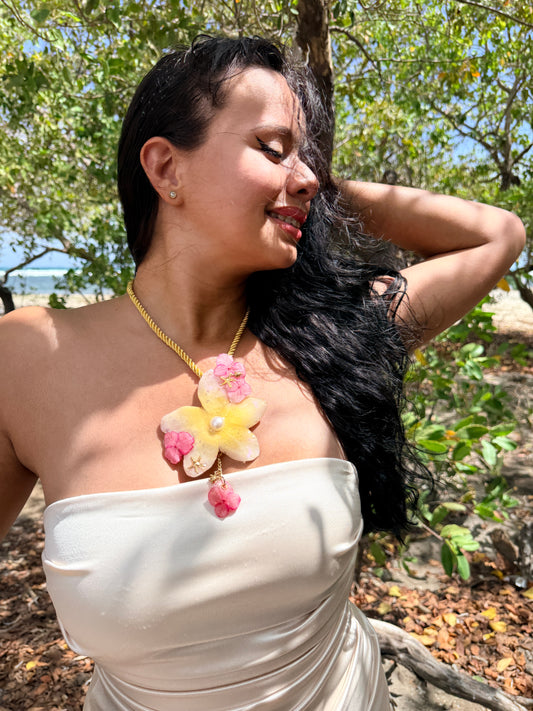 Plumeria & Hydrangea Paradise Necklace