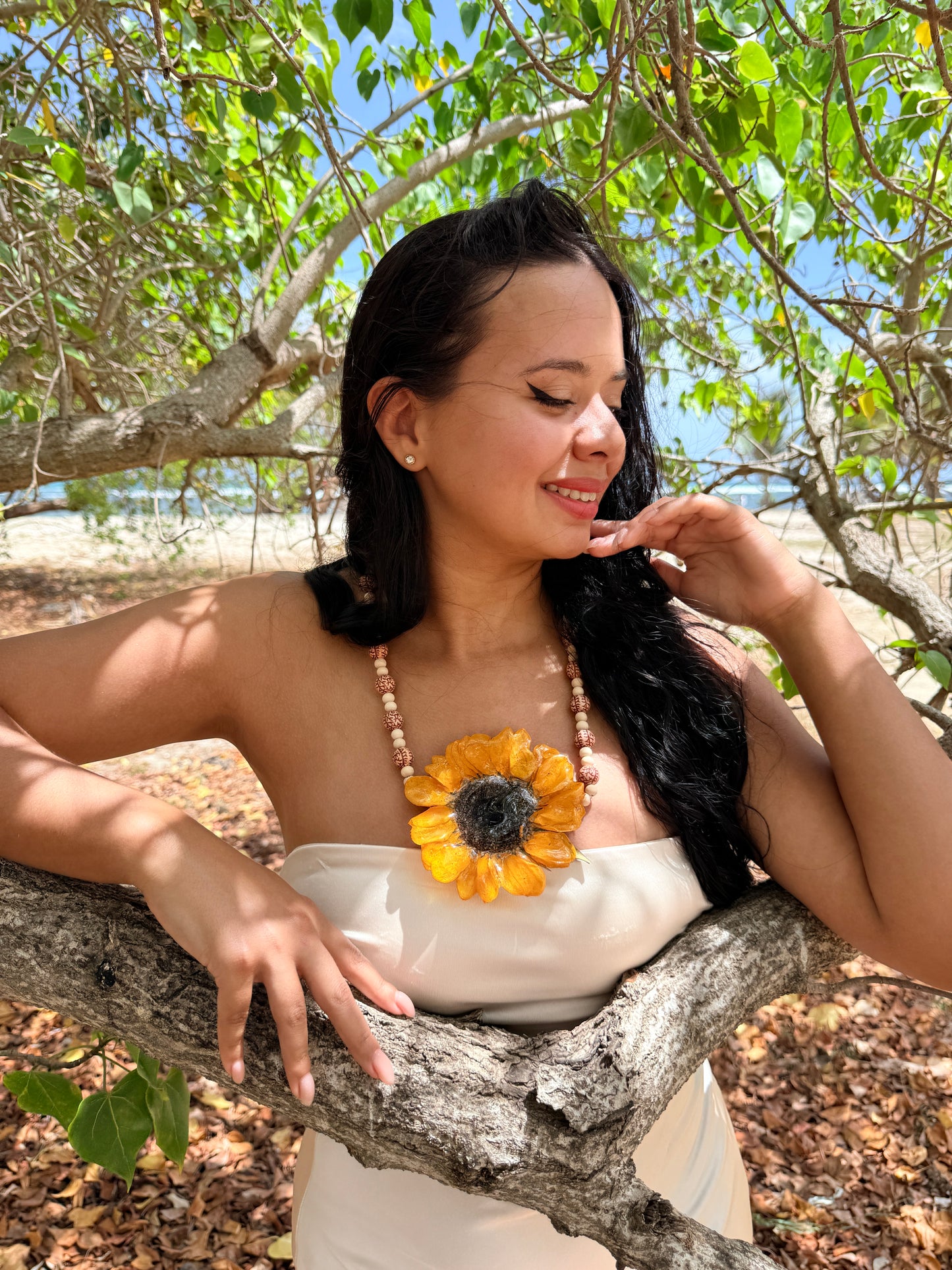 Golden Sunflower Statement Necklace