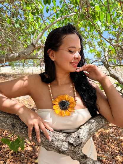 Golden Sunflower Statement Necklace
